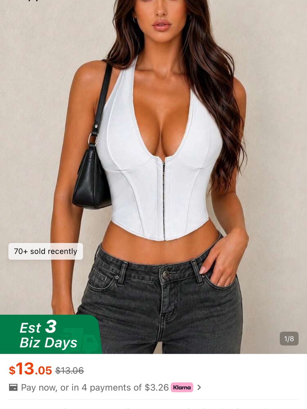 SHEIN White Zip-Front Corset Crop Tank